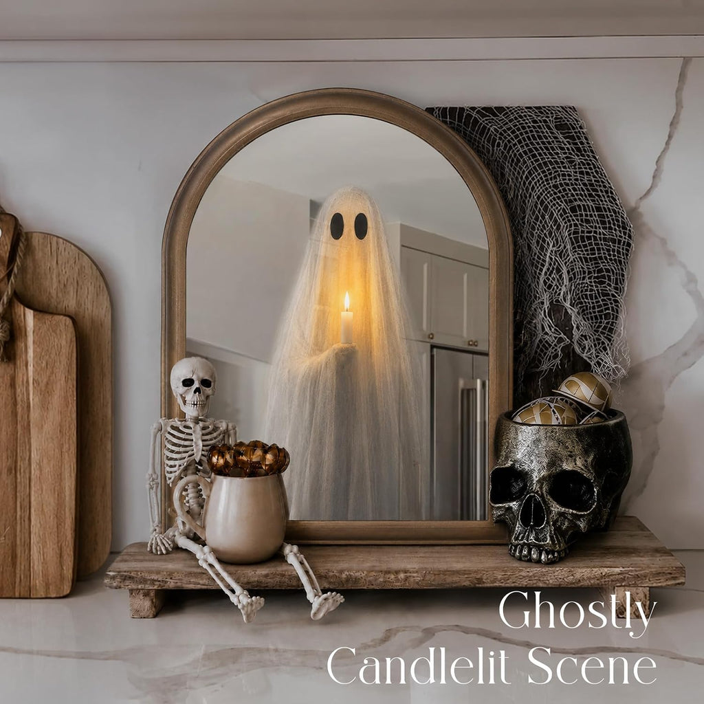 Halloween Decor - 11" x 13.8" Light Up Ghost Mirror