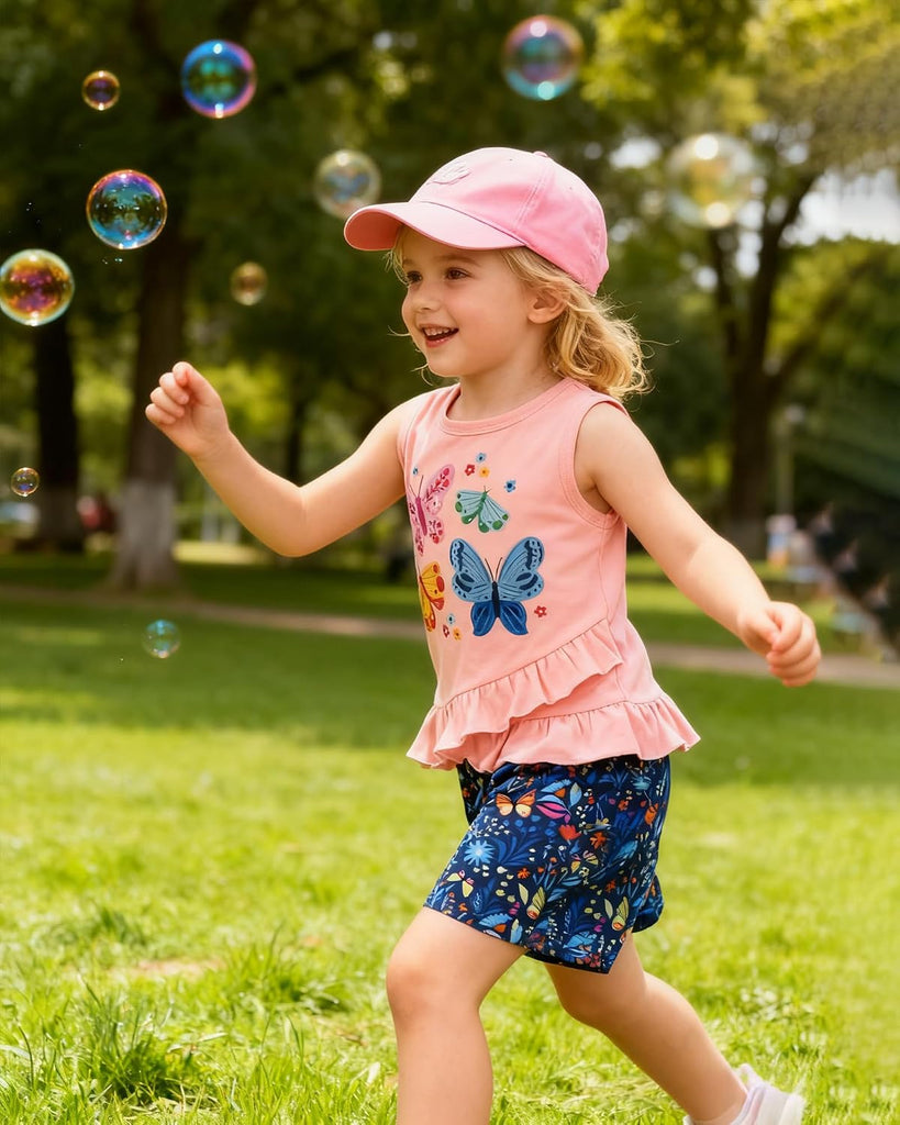 Toddler Girl Clothes, 2Pcs Baby Girl Summer Spring Outfits Sleeveless Tank Shirt Ruffle Top +Shorts Clothing Set