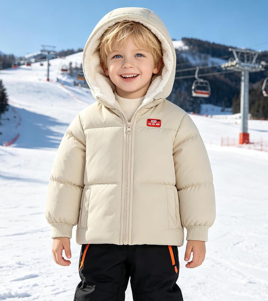 Baby Hooded Puffer Jacket,Fleece Lined Winter Coat
