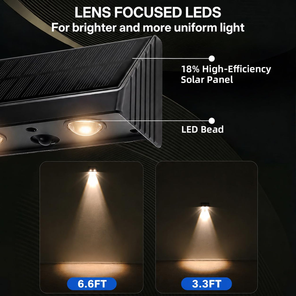 Solar Fence Lights Outdoor Dusk to Dawn for Deck, Porch, Address, Wall