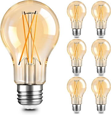 A19 Vintage Dimmable LED Light Bulbs, E26 Base 60W Equivalent