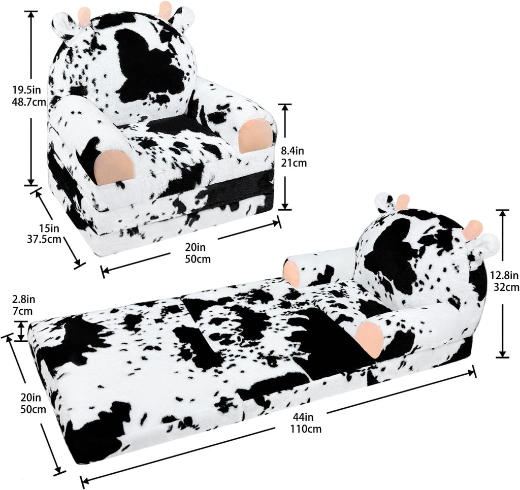 Comfy Toddler Couch Chair, in-1 Foldable Kids Sofa, Cow