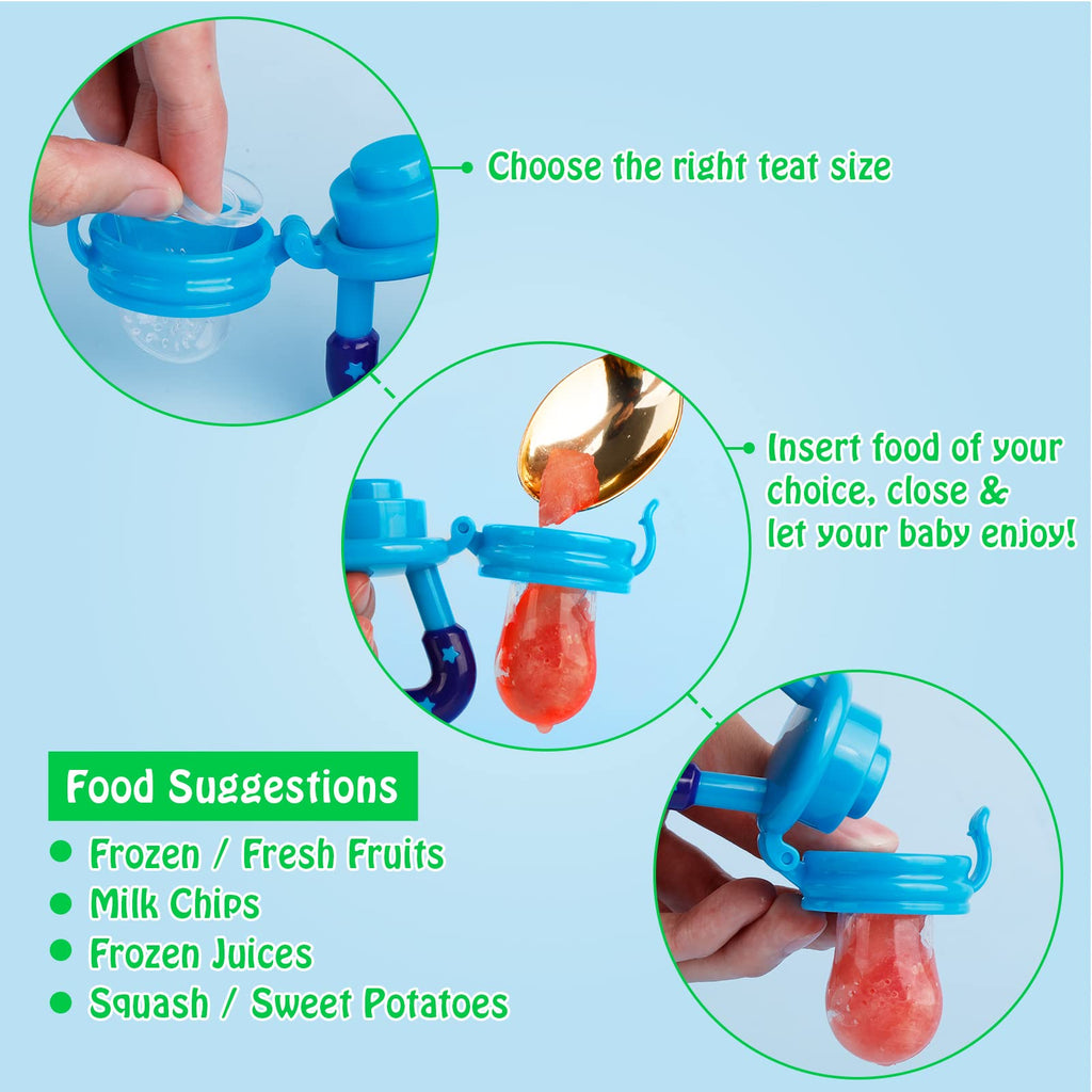 Baby Fruit Feeder/Food Feeder Pacifier for Babies (2 Pack) - Mesh Teethers for Babies, Infant Teething Toy in