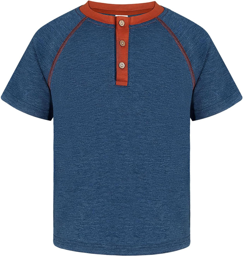 Boy's Henley Shirts Kids Short Sleeve Stylish T-Shirt