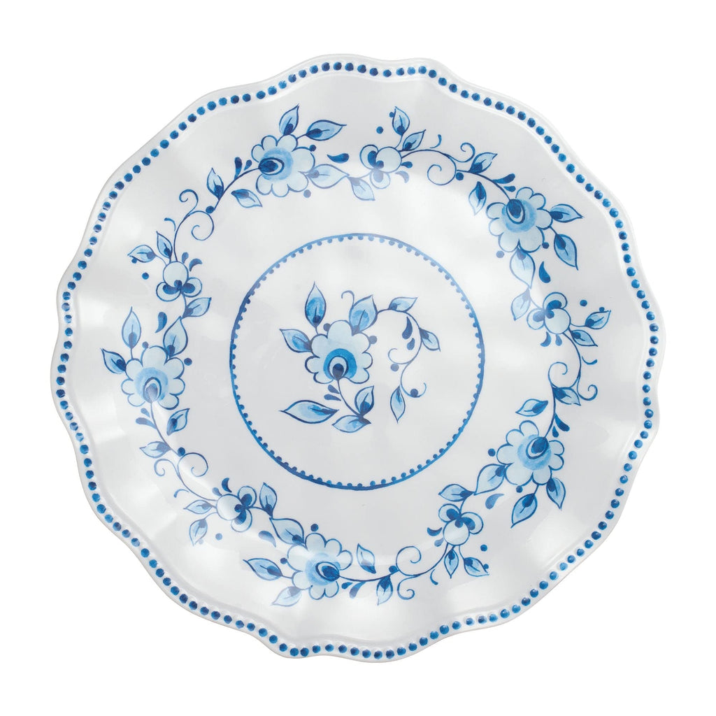 12 Piece Blue and White Floral Melamine Dinnerware Sets, Outdoor Dishes Set, Plates and Bowls Sets, Service for 4