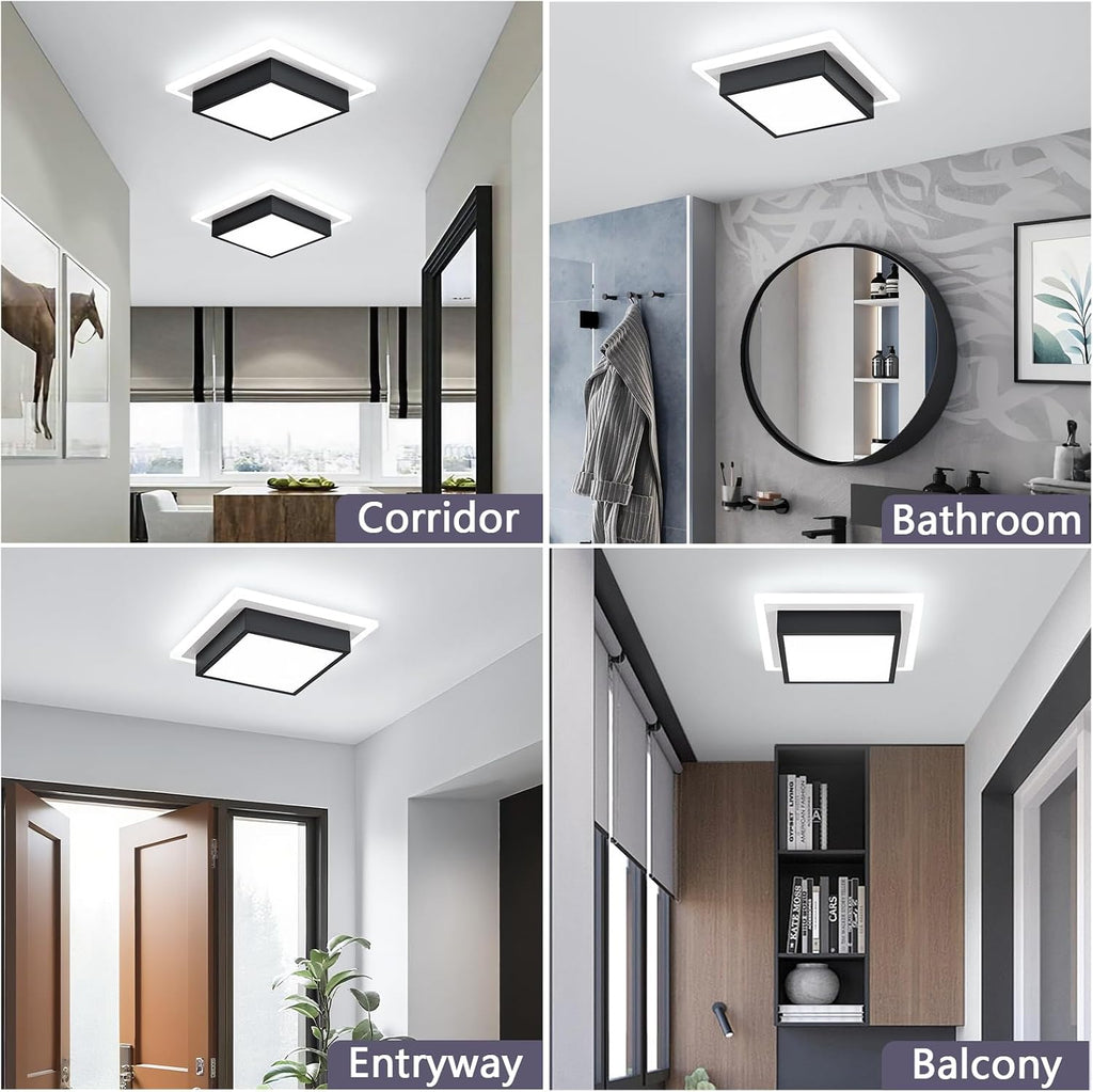 Modern LED Ceiling Light, Kitchen Ceiling Light, 6000K Cold White Flush Mount Ceiling Lamp, Square Hallway Lighting