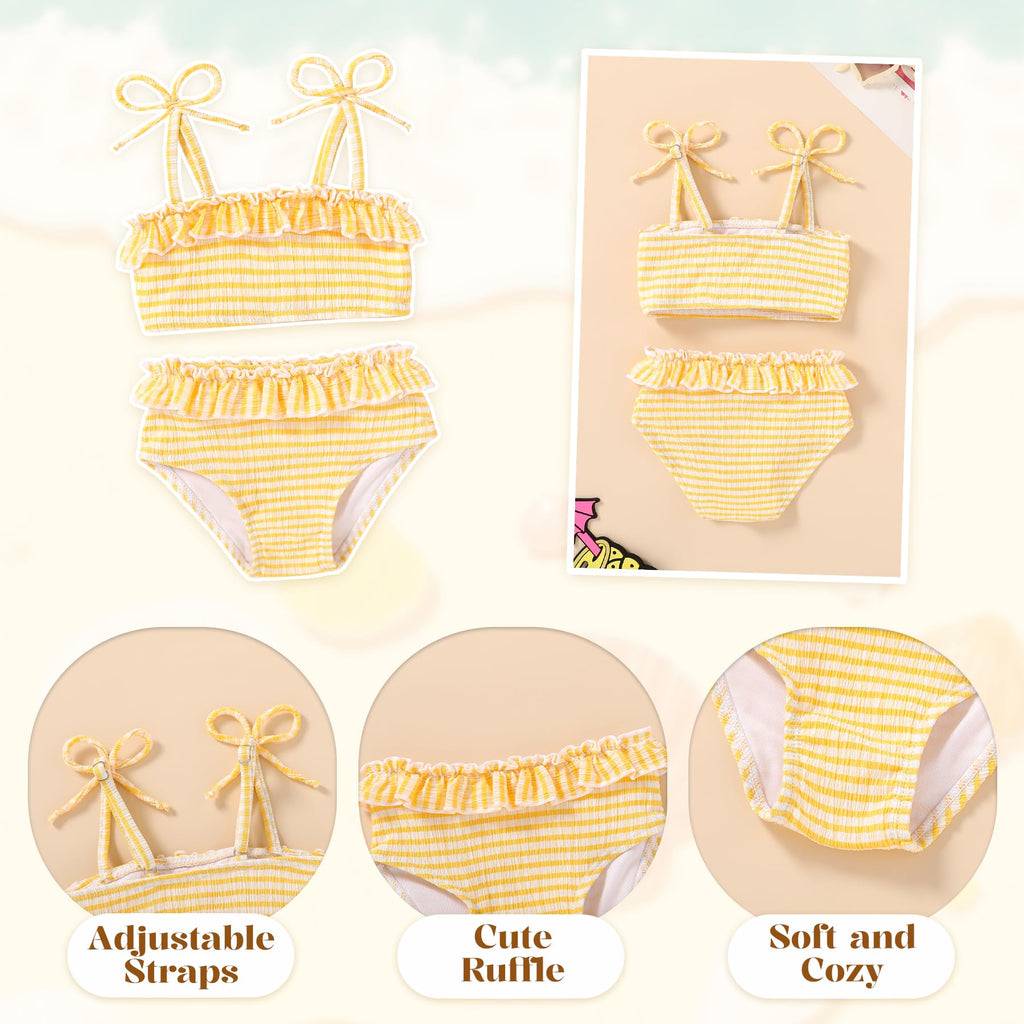 Toddler Swimsuit Girl Two Piece Bathing Suit Ruffle Adjustable Straps Bikini Set Baby Summer Beach