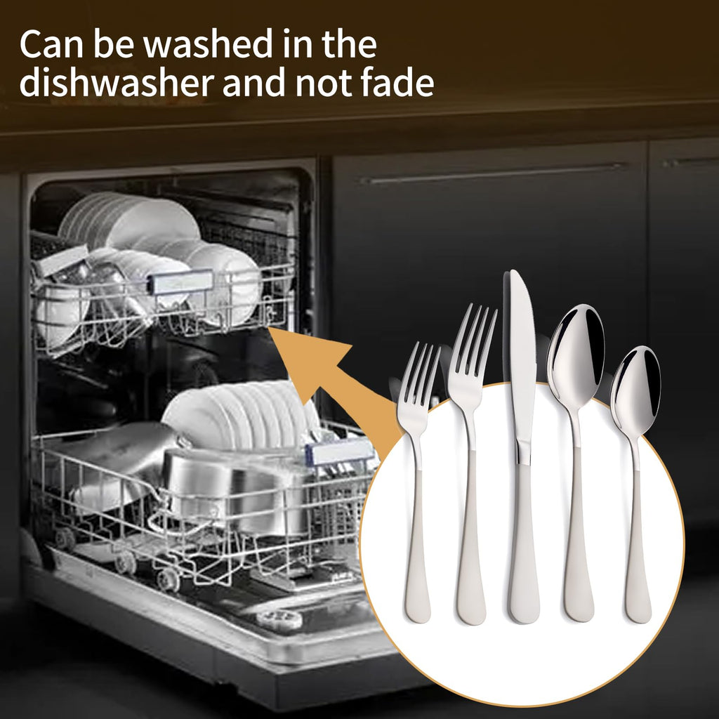 20-Piece Off white Silverware Set 18/0 Stainless Steel Silverware Set Off white Handle Cutlery Set Service for 4