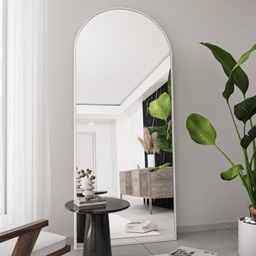 70"x26" Full Length Mirror, Large Arched Floor Mirror, White