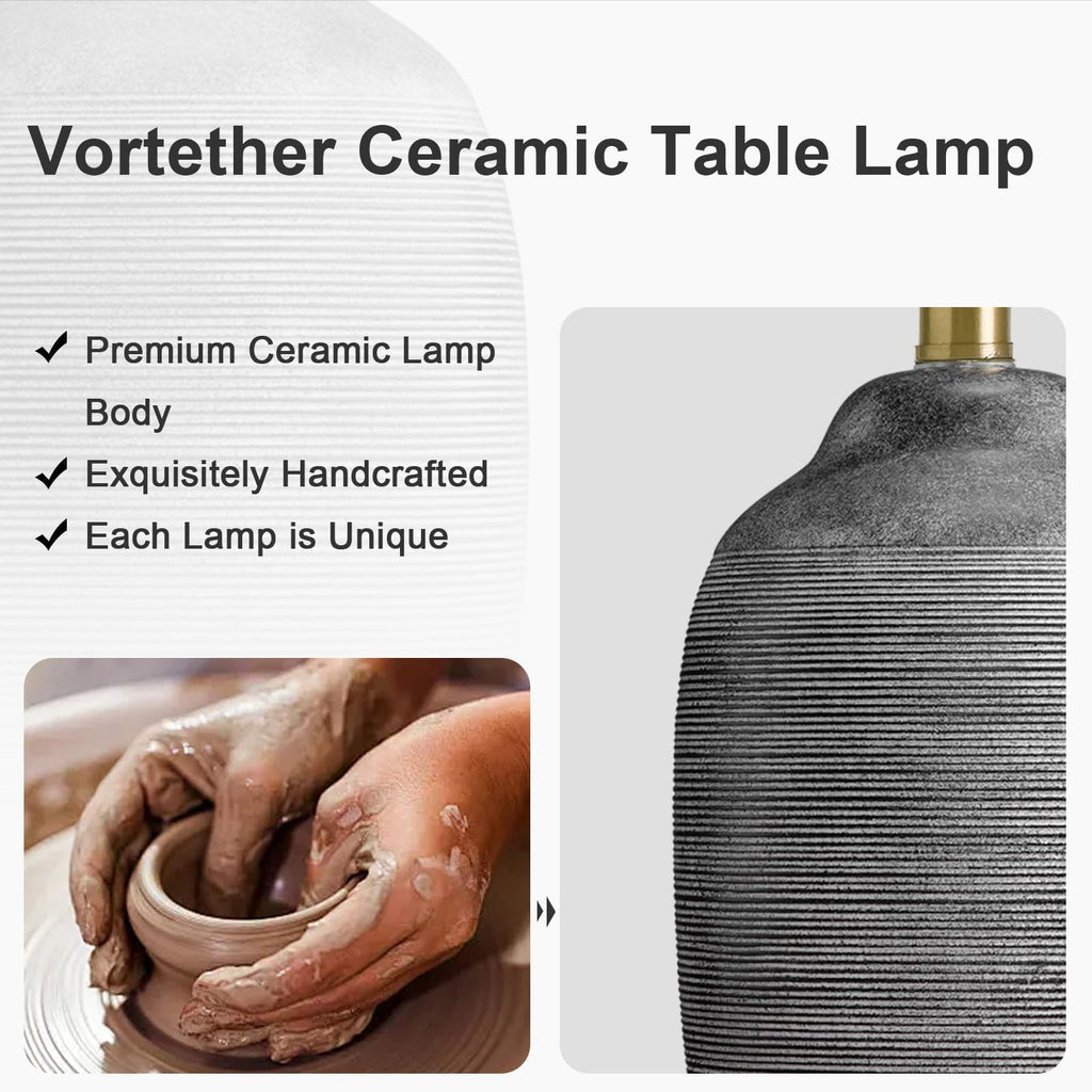 24.5" Ceramic Rustic Lamp with Pre-Attached Shade