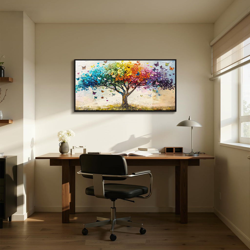 Framed Tree of Life Wall Art, Butterfly Canvas Prints 20"x40"