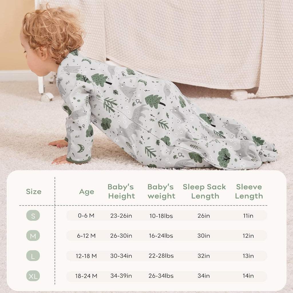 Baby Sleep Sack Long Sleeve 100% Cotton 2 Pack 0.5 Tog