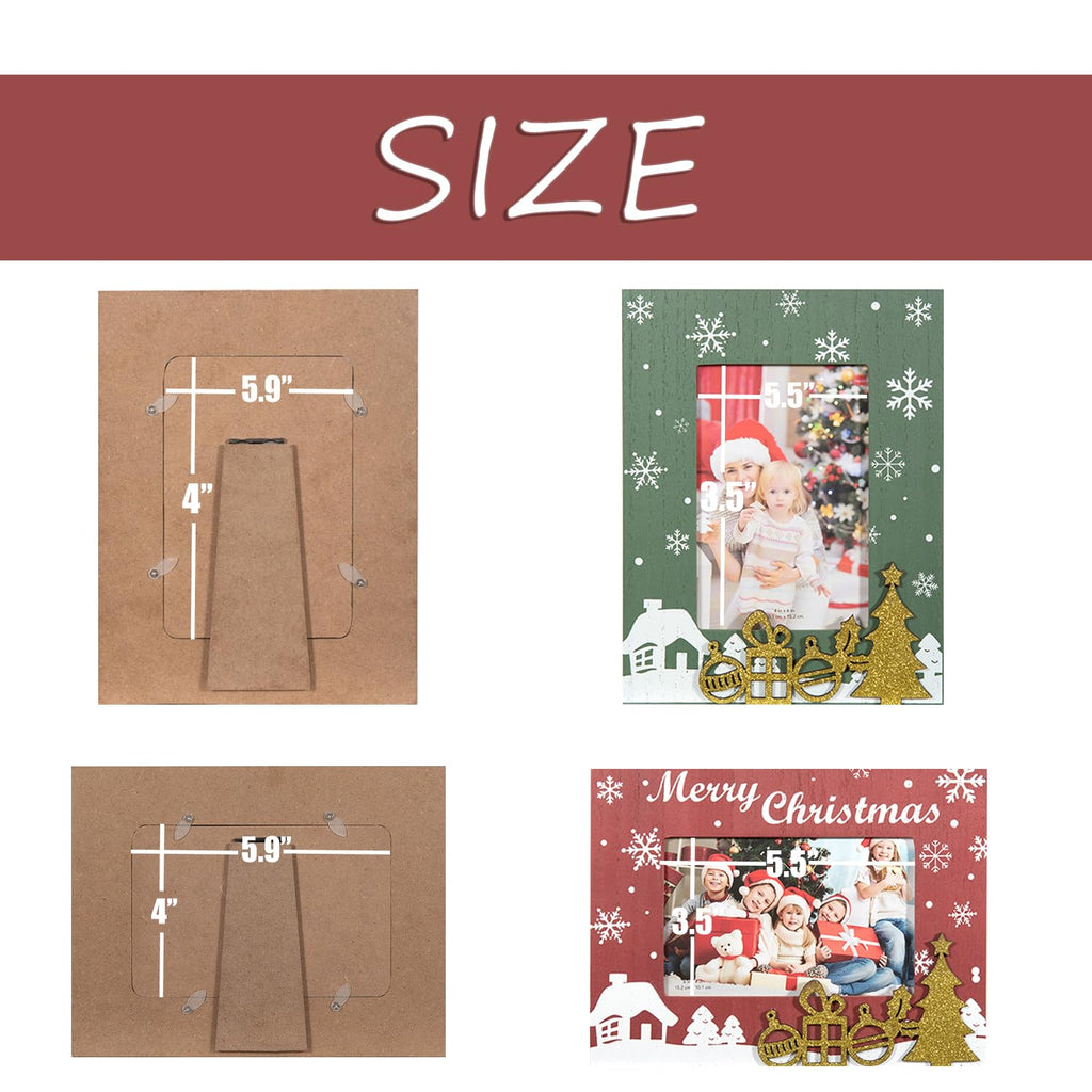 4x6 Picture Frame Christmas-Red&Green 2 Pcs in 1 set Frame can Display 4x6 Picture on the Table