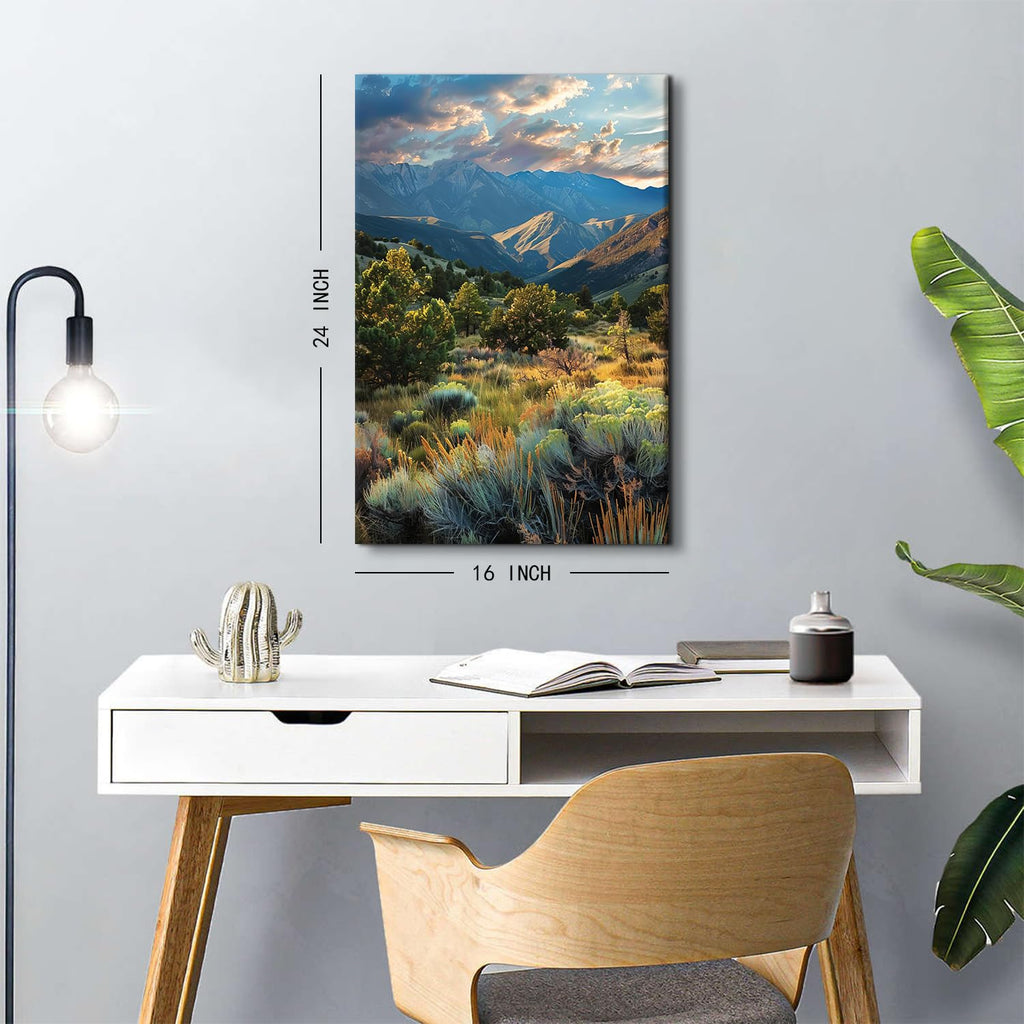 Mountain Landscape Wall Art Sunset Mountains Pictures Bathroom Decor Nature Botanical Trees Landscape Canvas Pictures