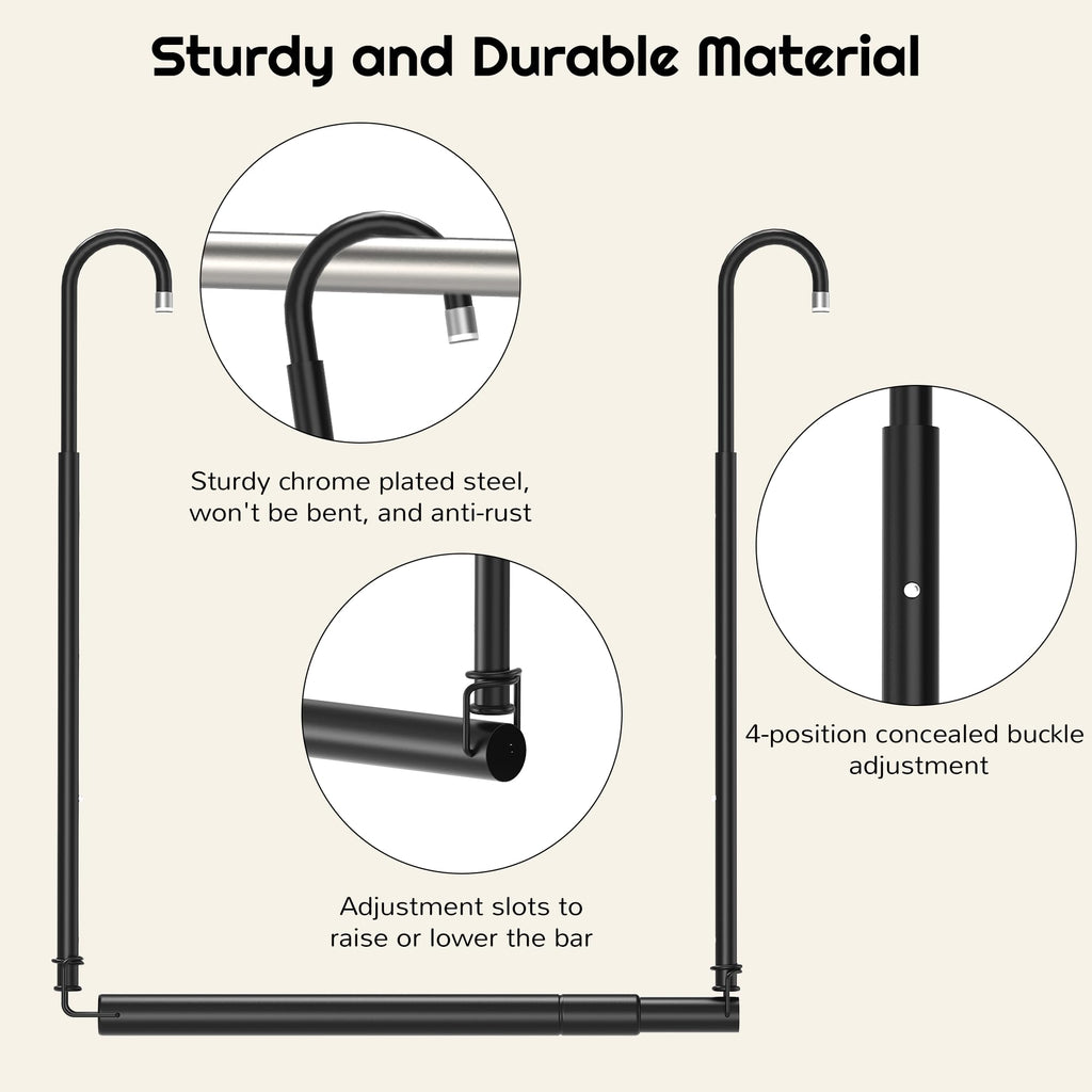 Hanging Closet Rod Adjustable Width Height Closet Rods For Hanging Clothes Black 2 Pack Closet Extender Hanging Rod