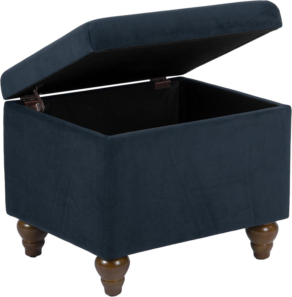 22" Medium Rectangular Storage Ottoman - Blue Velvet