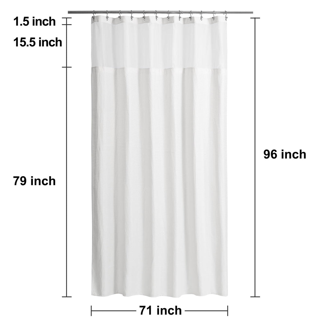 Extra Long Waffle Shower Curtain with Snap-in Liner White, 71x96