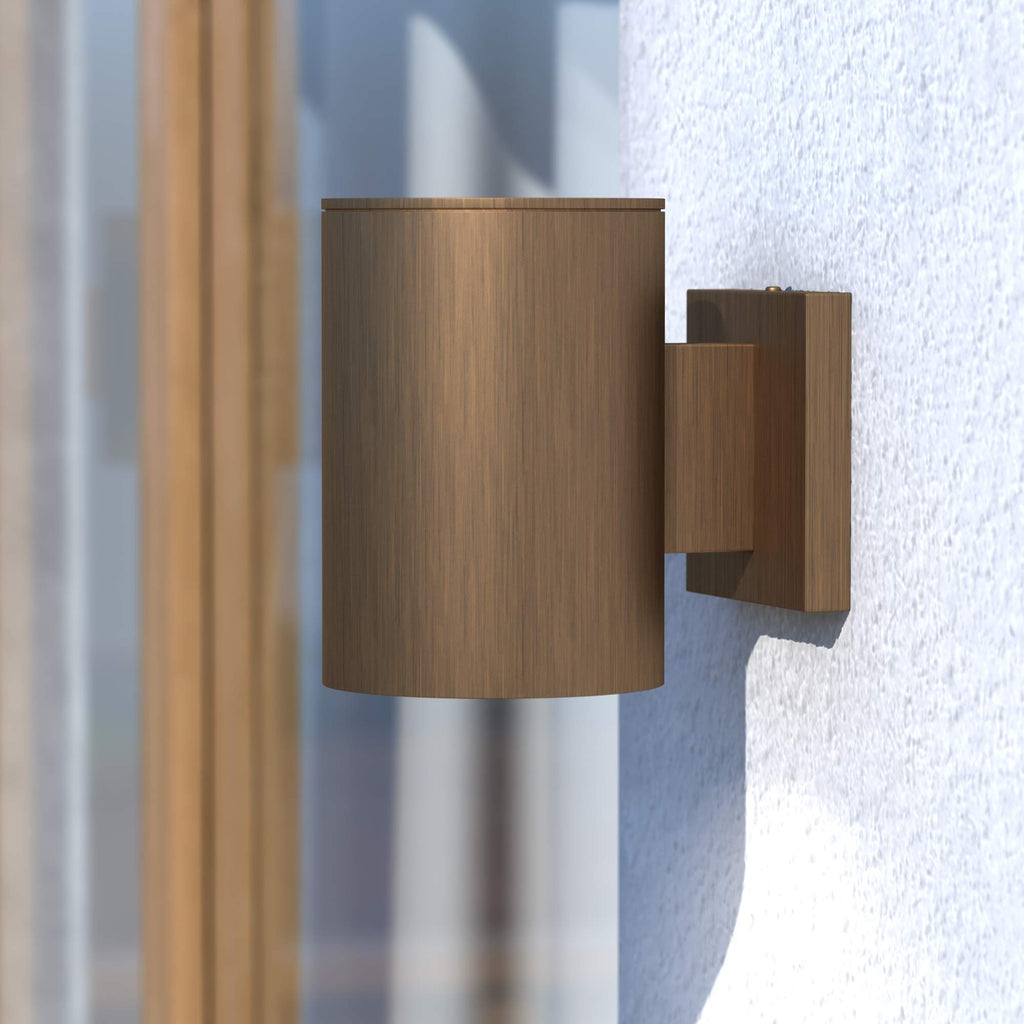Chiasso 1-Light Brass Contemporary Outdoor Wall Sconce, 7.25 in. H