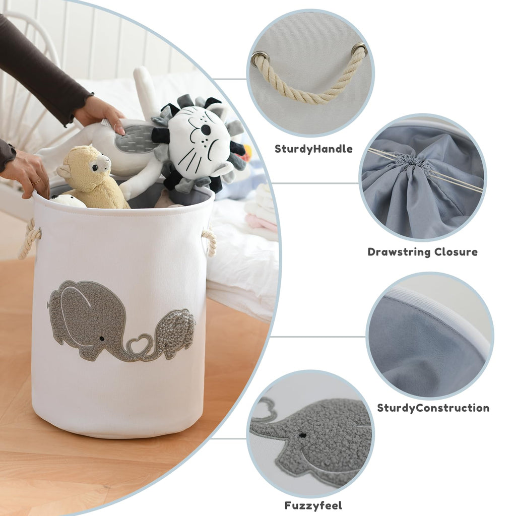 Large Kids Hampers for Laundry Elephant Laundry Hamper Kids Canvas Hampers for Laundry for Girls, Laundry Basket