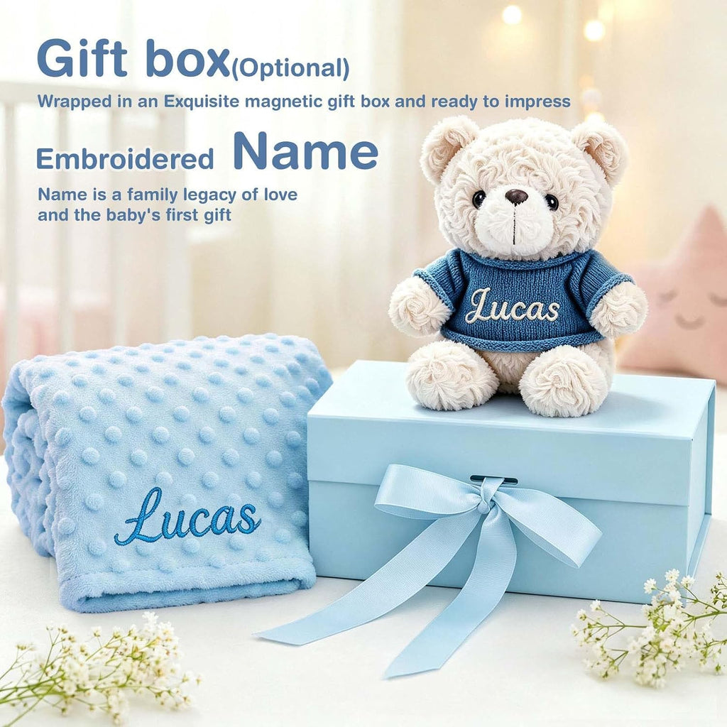 Blanket with Teddy Bear Set for New Baby Gifts