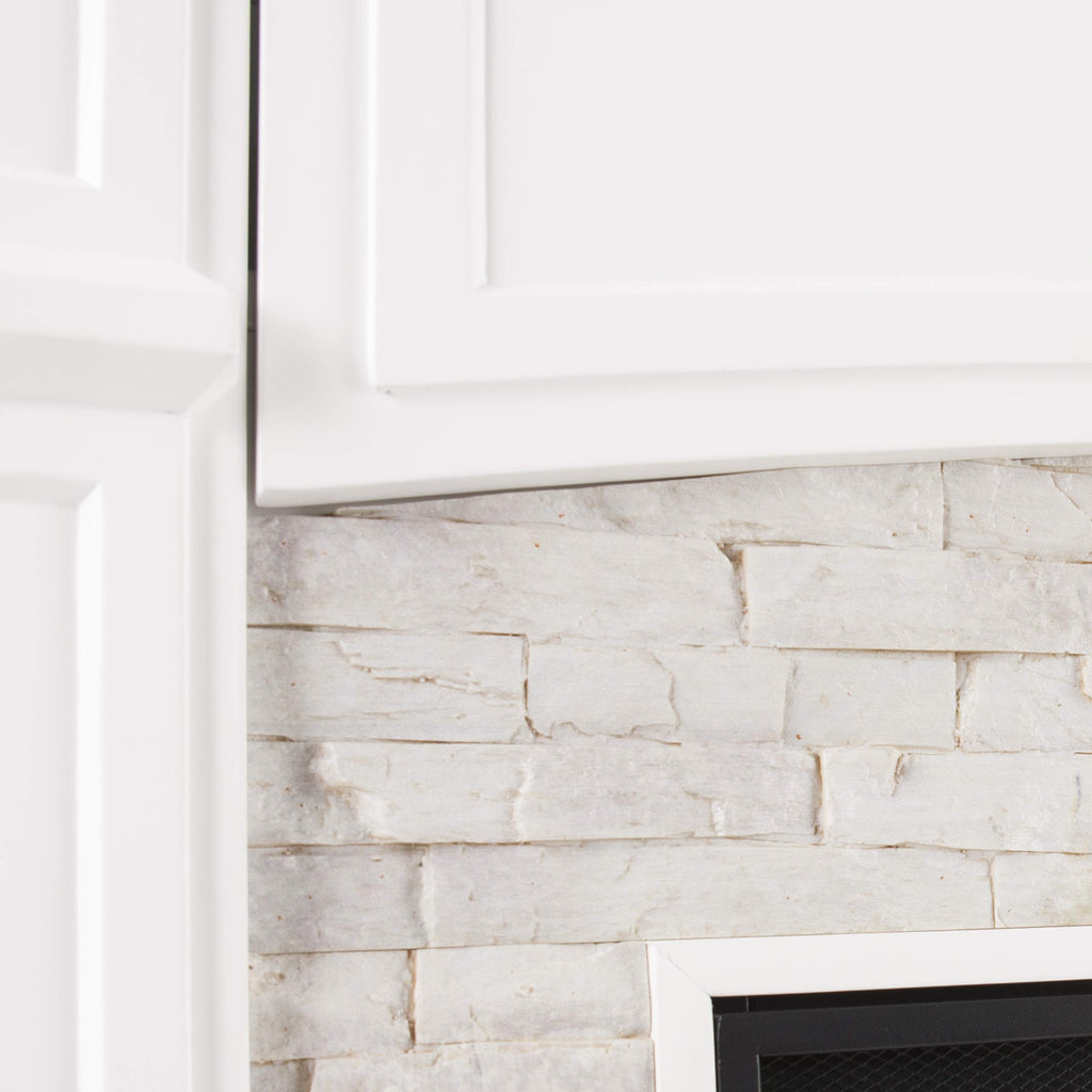 Seneca Electric Touch Screen Media Fireplace - White - Transitional Design, White Glass and Wood - Ideal