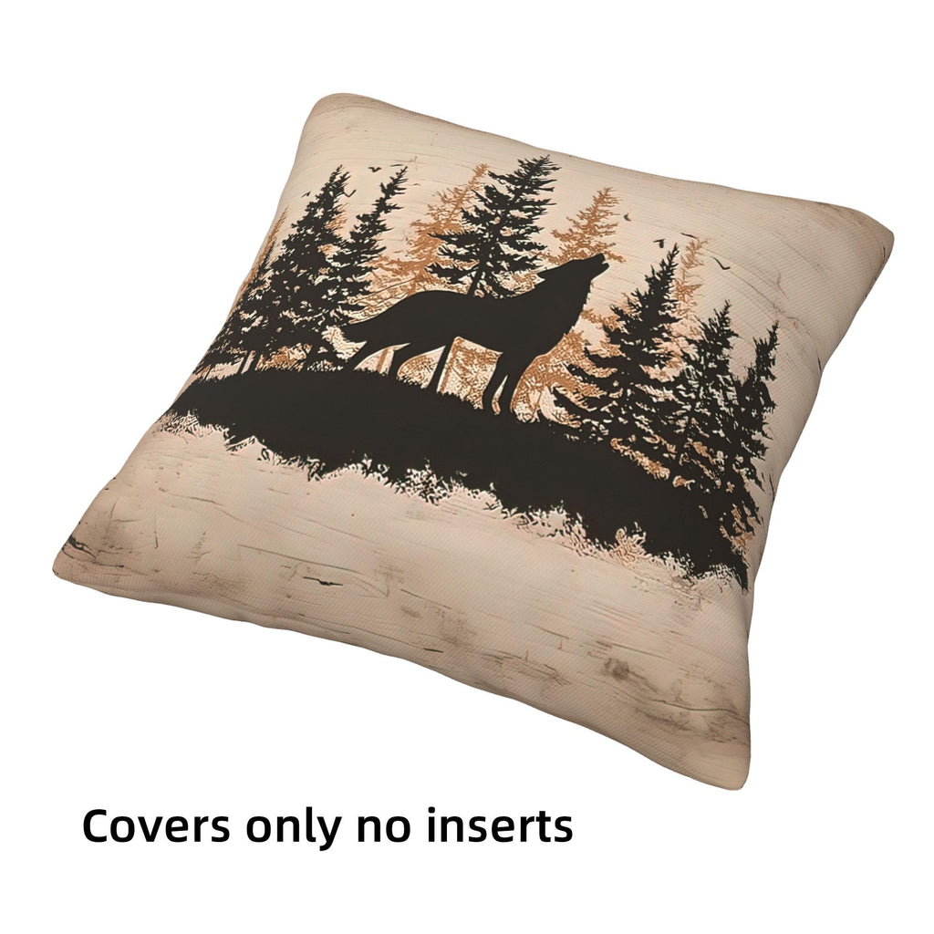 Cabin Rustic Decorative Throw Pillow Covers 20x20 Set of 4, Bear Wolf Nature Decor Pillow Cases for Log Couch Sofa