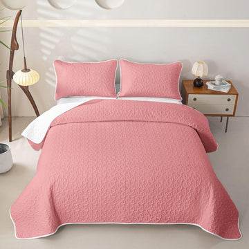 Pink 2 Quilts for Bed Solid Color Bedspreads Soft Bed Summer Lightweight Comforter Casual Modern Style Coverlet
