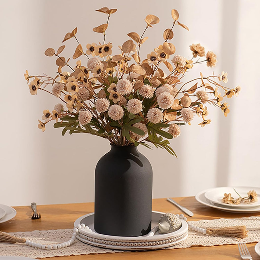 Beige Faux Flowers in Vase for Dining Table Centerpiece Decor