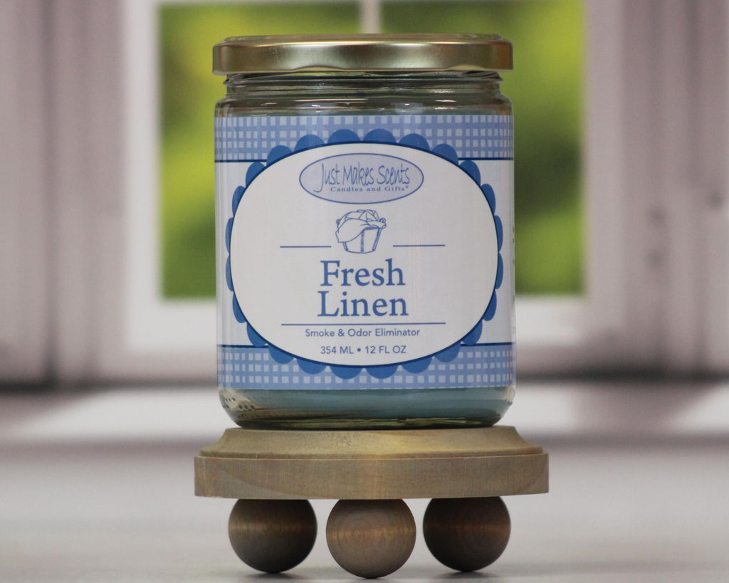 Fresh Linen Scented Smoke and Odor Eliminator Candle - Clean Fresh Scent - Blended Soy Wax by (12 oz)