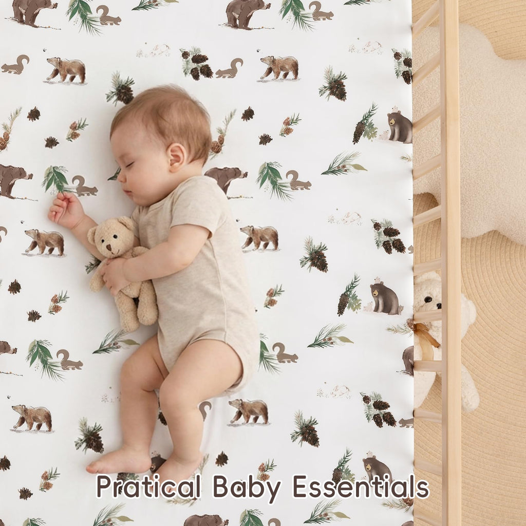 3 Pack Fitted Crib Sheets, Ultra Soft Breathable Comfortable Baby Sheet Set for Boys Girls Neutral, 28x52 Inch Fits