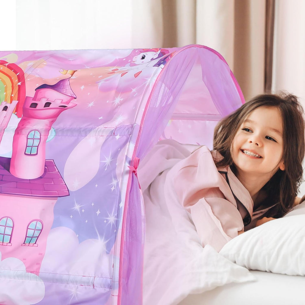 Unicorn Bed Tent Kids Twin Tent Reading Corner Castle Playhouse