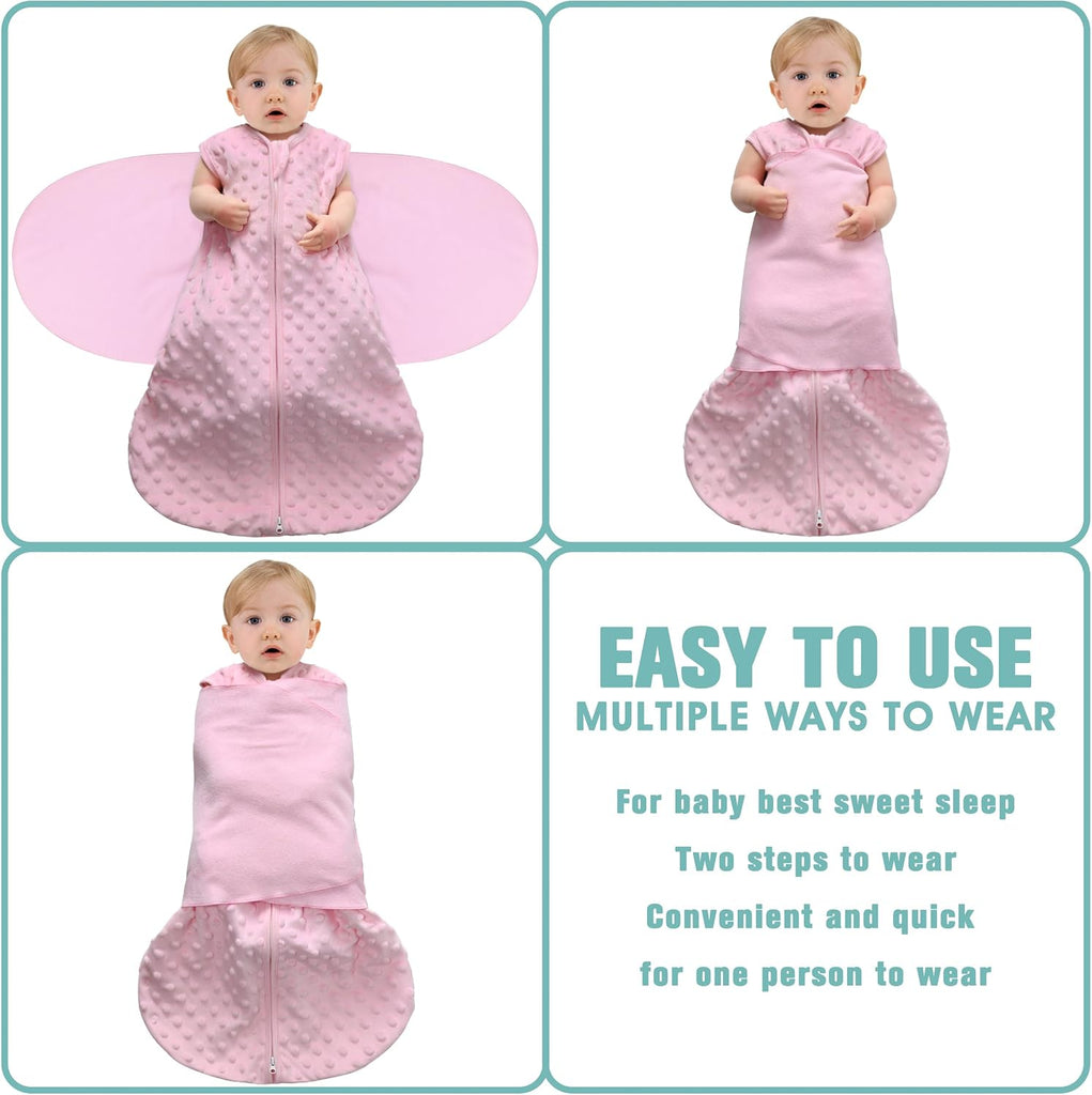 Fleece Sleep Sack Baby Swaddle, Way Adjustable Wearable Blanket,2 Pack Fleece Swaddling sleeping bag TOG