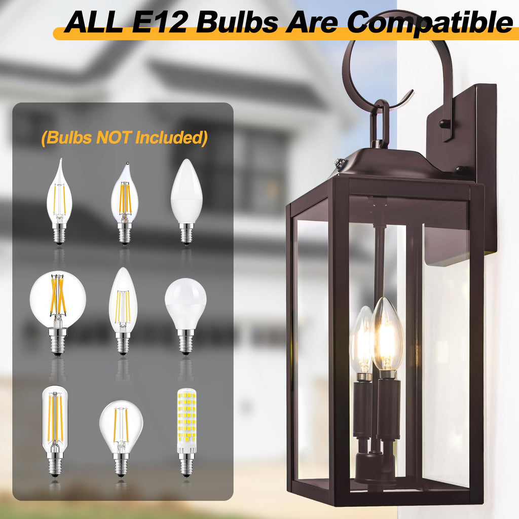 19" Oil Rubbed Bronze Dusk to Dawn Outdoor Wall Light, Modern Porch Lights