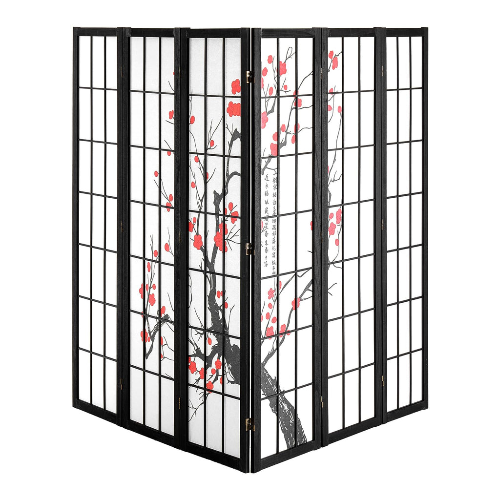 Room Divider, 6 Panel Japanese Room Divider Screen, Wood Folding Privacy Screen Indoor, Japanese Partition Portable
