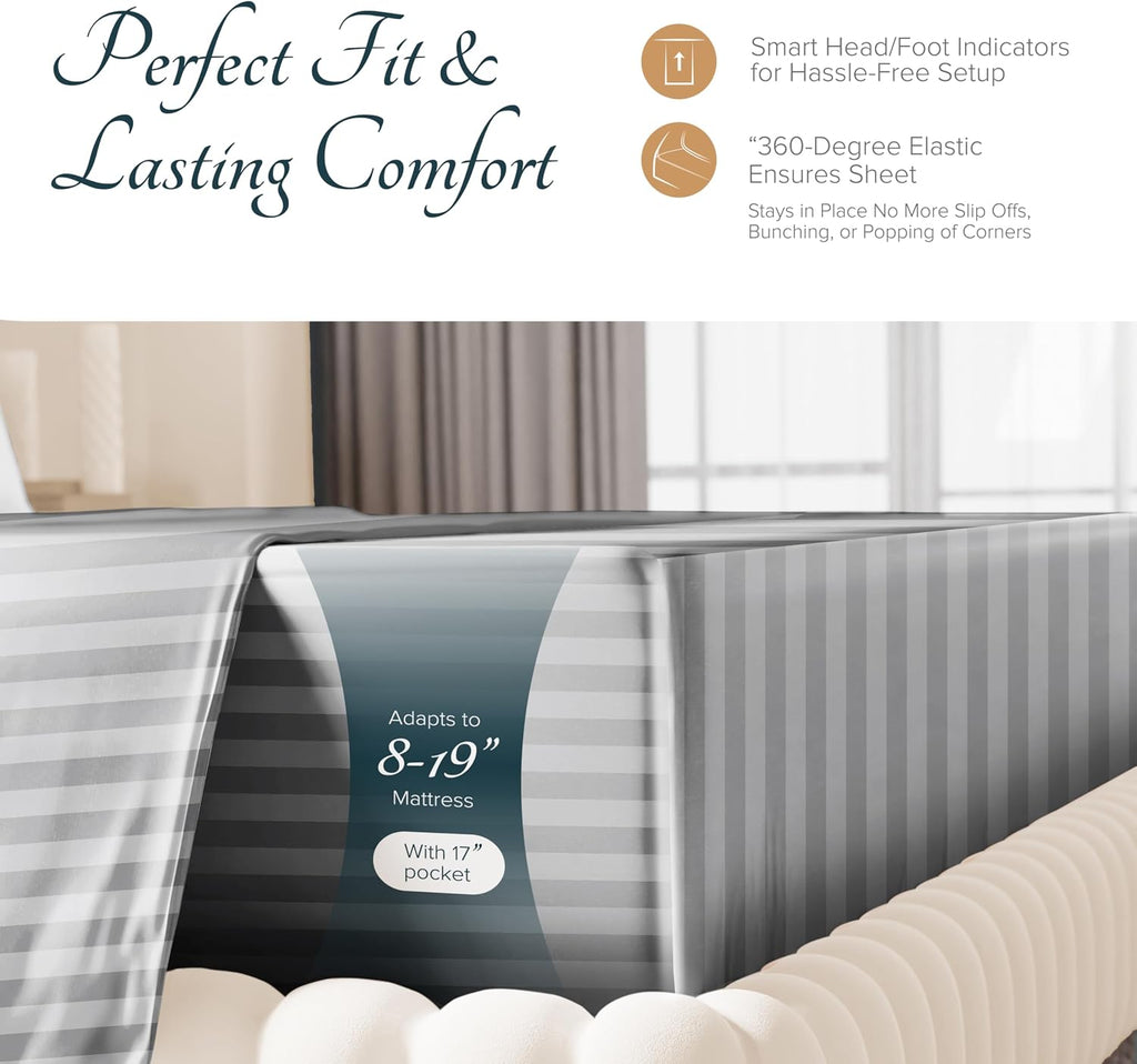 Queen Bed Sheets - Luxury 1500 Series 100% Egyptian Cotton High Thread Count Bed Sheets Queen (4 PC, Dark Grey