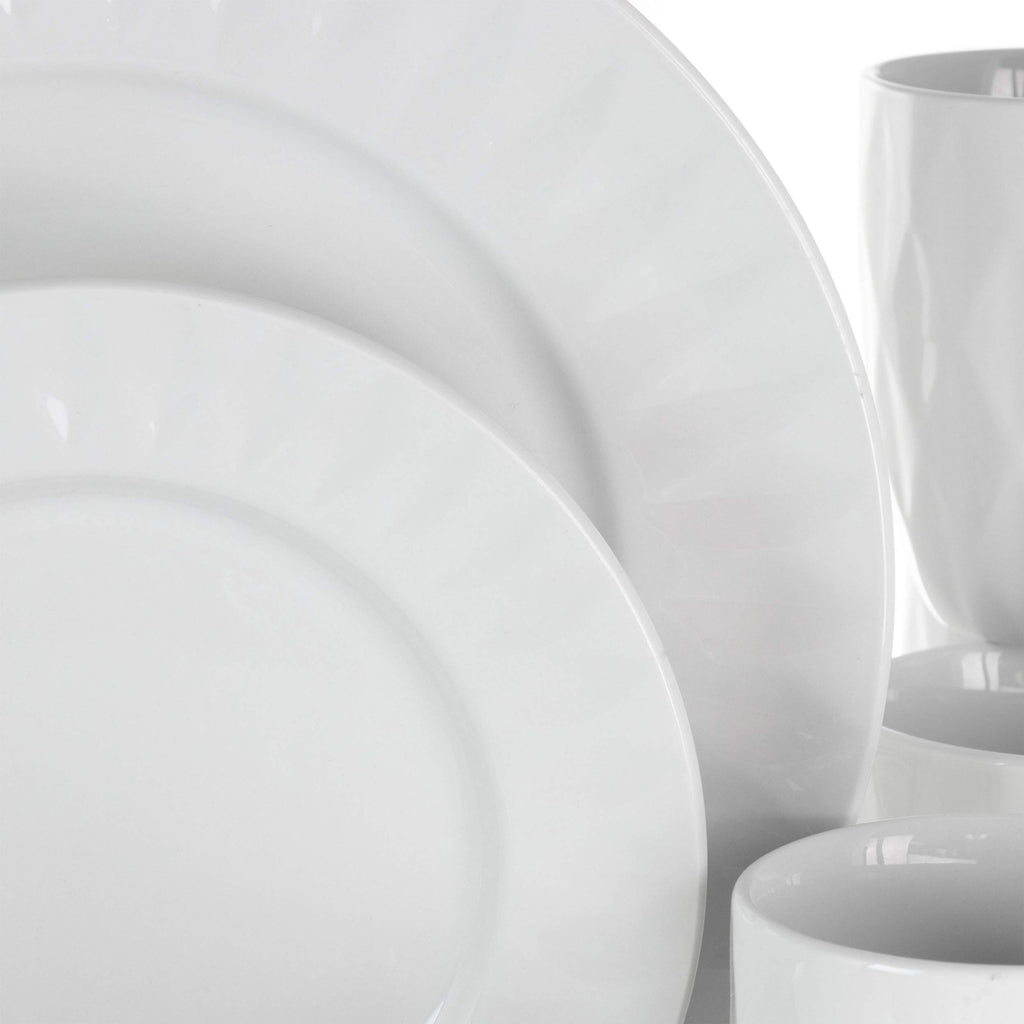 White Porcelain Dish Dinnerware Set, 18 Piece ( Glossy)