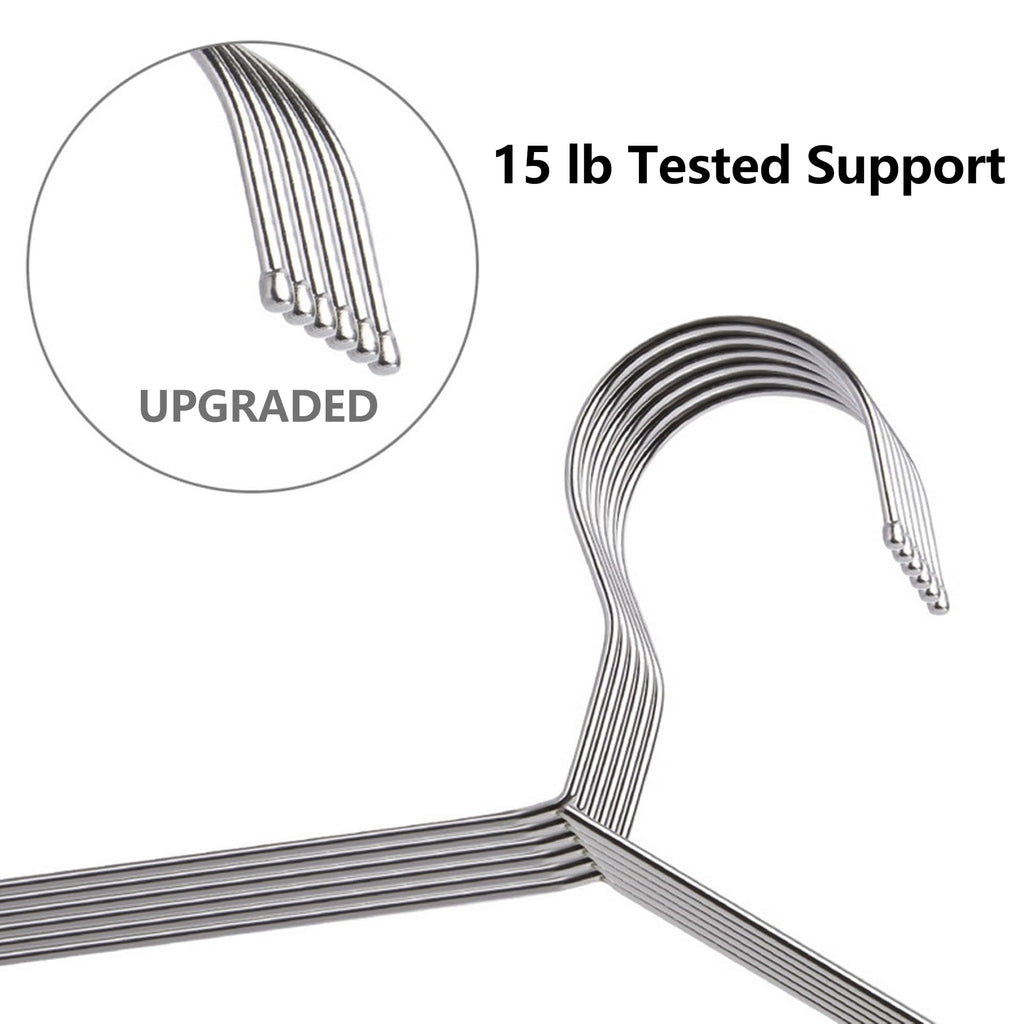 Stainless Steel Metal Hangers, 50 Pack, 16.5 Inch, 15 lb Capacity