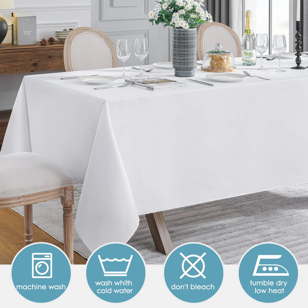 Classic Series 2 Pack 90 * 132inch White Rectangle Tablecloth