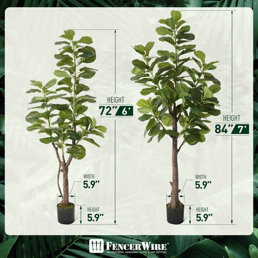 Artificial Fiddle Fig Tree, 6/7 Feet in Pot with Dried Moss, for Indoor House Home Office Store, Potted Ficus Lyrata