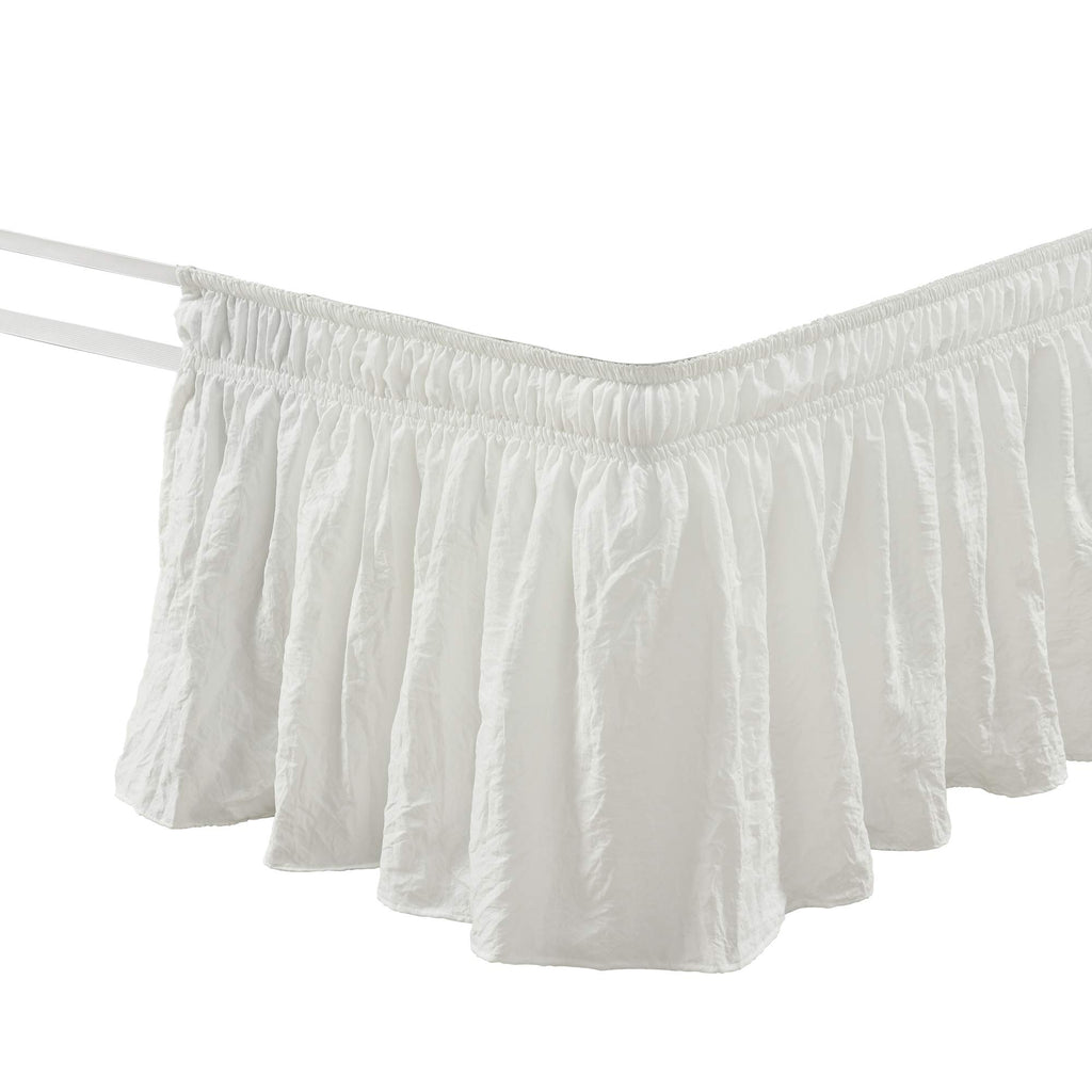 Ruched Ruffle Elastic Easy Wrap Around Bed Skirt Single Off White - Bed Skirt - Dust Ruffle