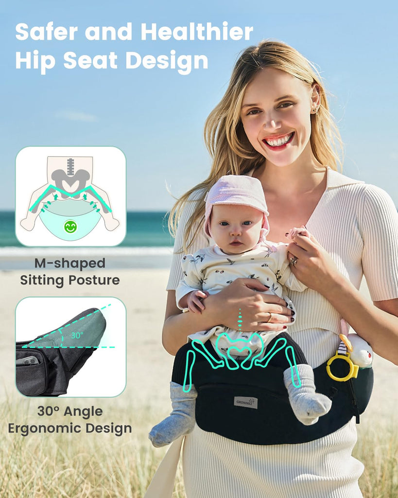 Safety-Certified Baby Hip Seat Carrier for Babies & Toddlers, Black