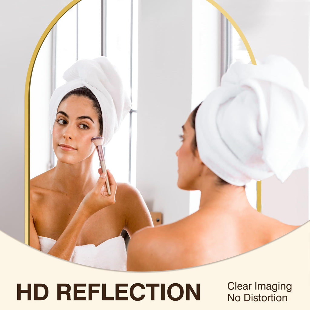 24" x 36" Arched Bathroom Vanity Mirror for Over Sink, Gold