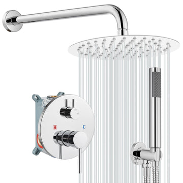 Shower Faucet Set with Rough-in Valve Trim Kit,Polish Chrome