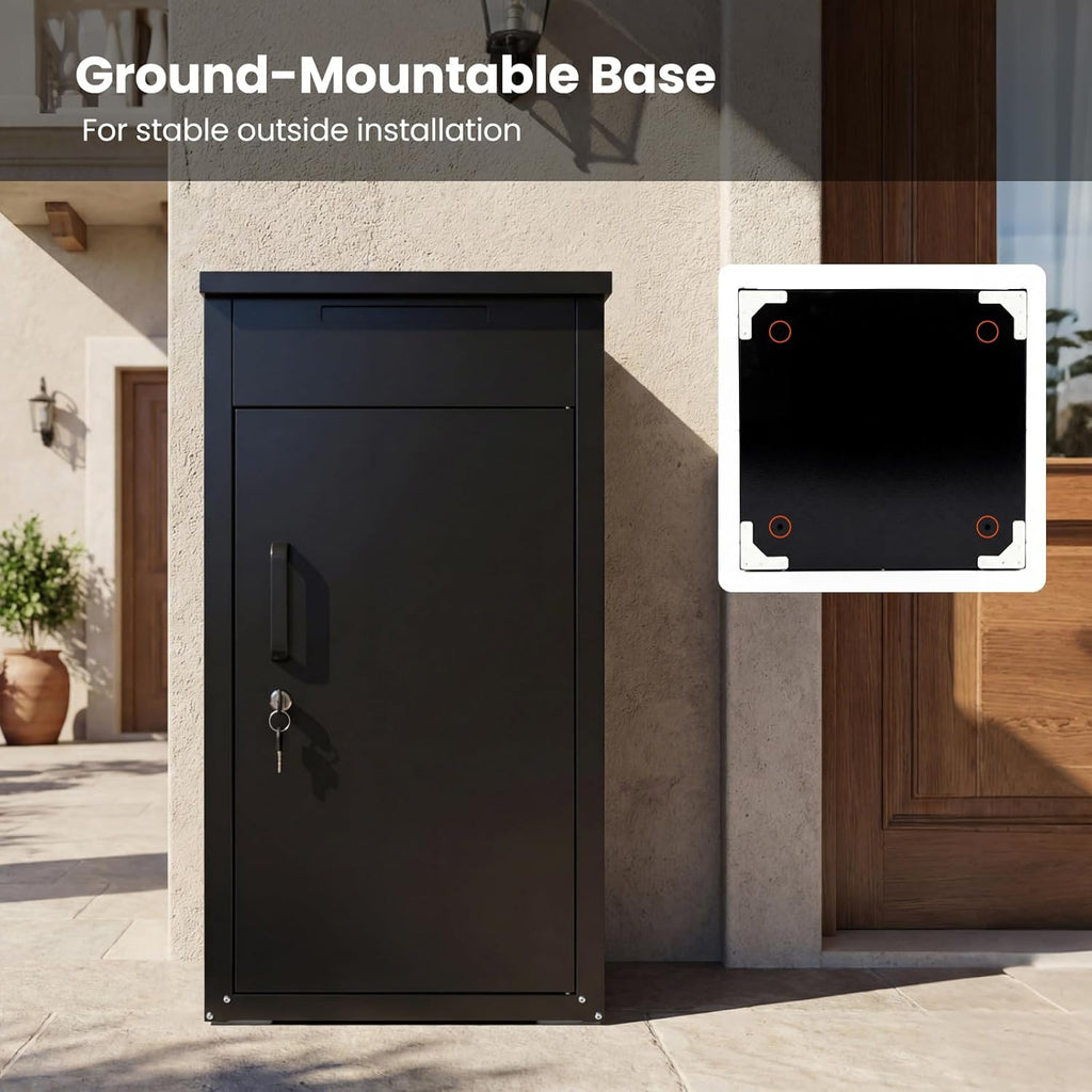 Package Delivery Boexes 18" x 17.5" x 34" Galvanized Steel Parcel Drop Boxes with Lock, Anti-Theft Design