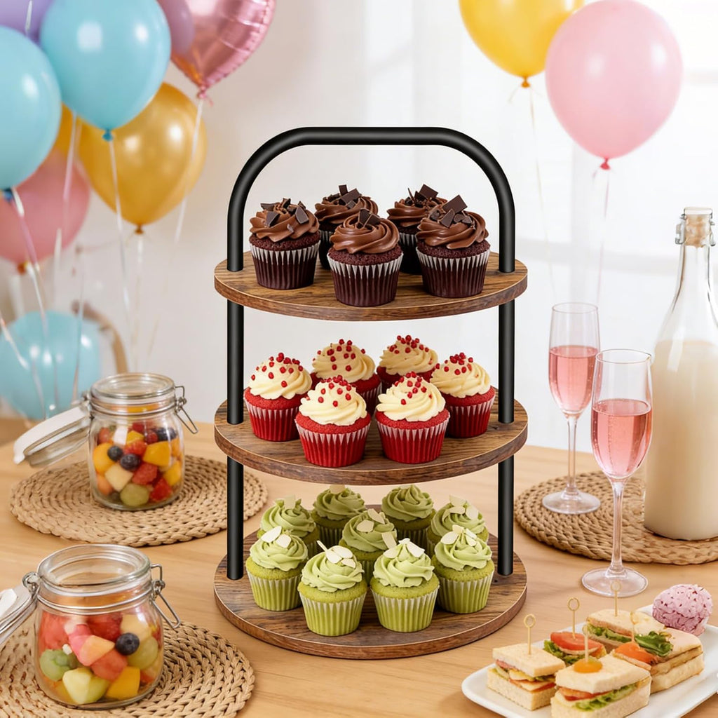 Cupcake Stand, Wooden Cupcake Stand for 100 Cupcakes 3 Tier Large Dessert Table Display Set Cupcake Tower Tiered Tray