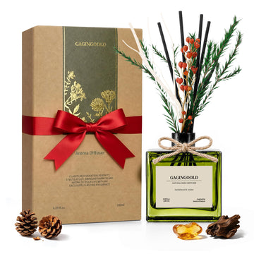Reed Diffuser, 6.1 oz Amber Woods Scent Diffuser with Sticks & Dried Flowers, 120 Days Long Lasting diffusers
