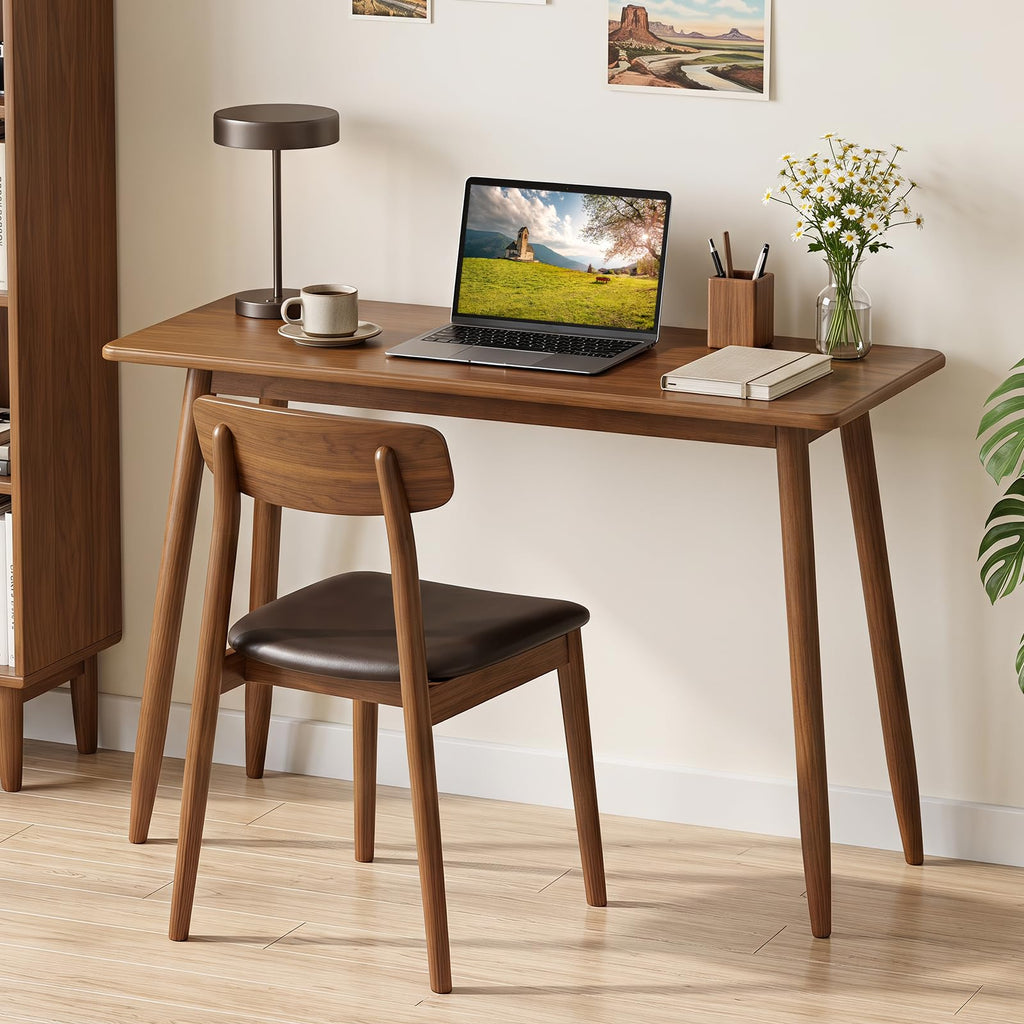40" PC Laptop Computer Table, Wooden Writing Desk, Walnut