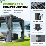 Louvered Pergola 10x12, Outdoor Rustproof Shelter with Adjustable Roof