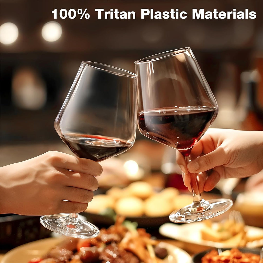 Unbreakable Wine Glasses Set of 6, 16 oz Plastic Wine Glasses with Stem, BPA Free, Reusable Wine Glass for Poolside
