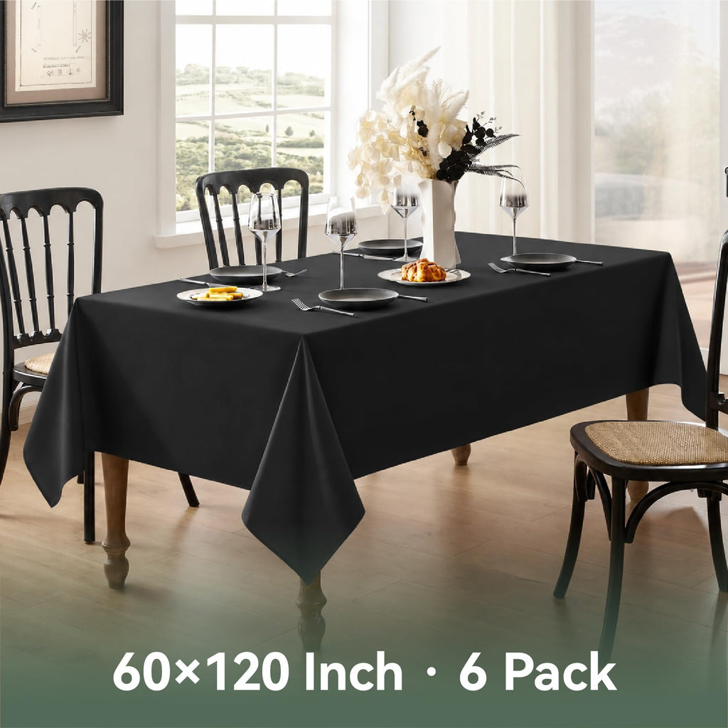 Classic Series 6 Pack 60x120inch Black Rectangle Tablecloth